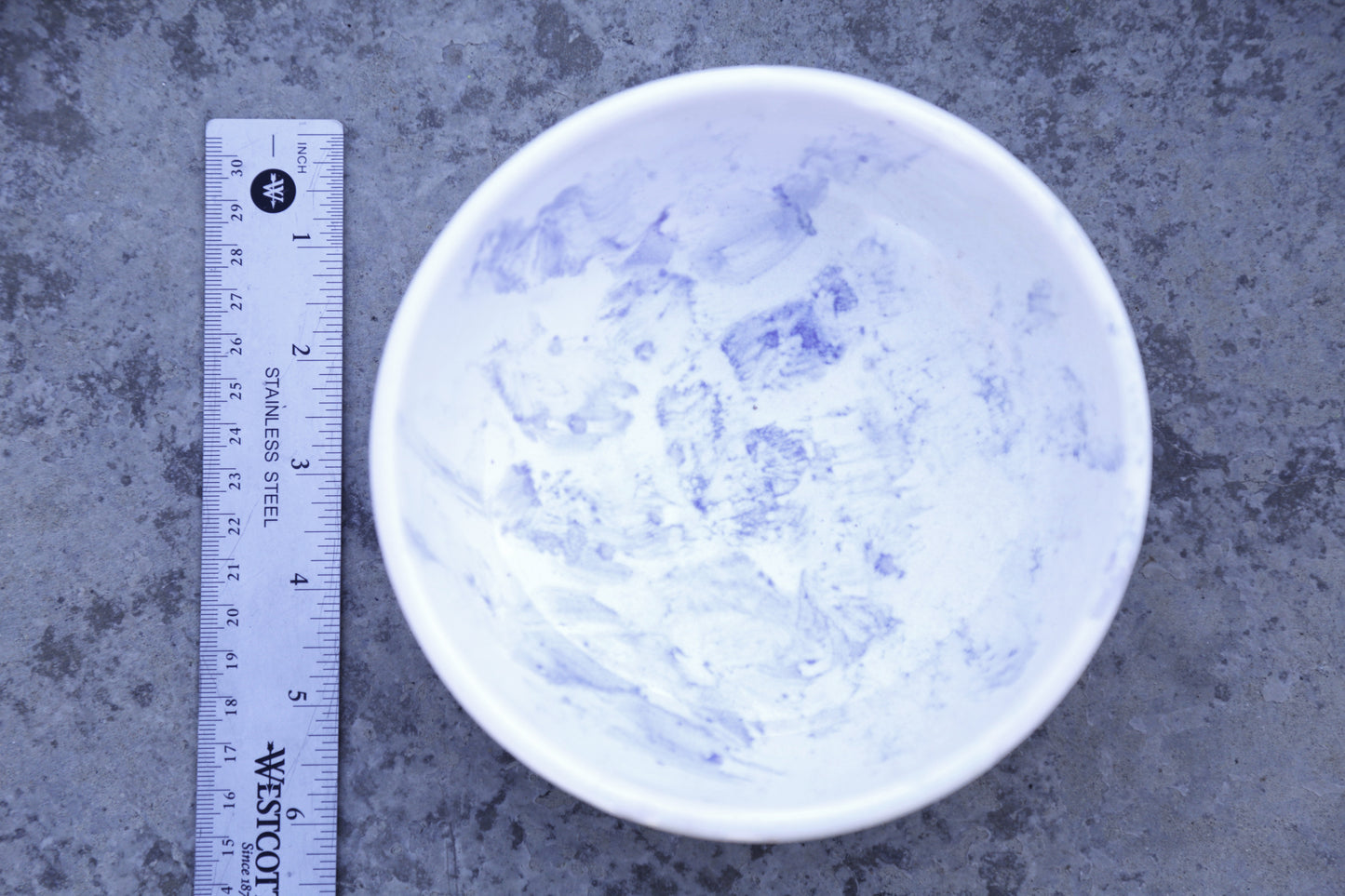 White Blue Strokes Medium Bowl