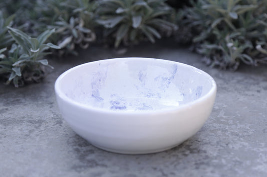 White Blue Strokes Medium Bowl