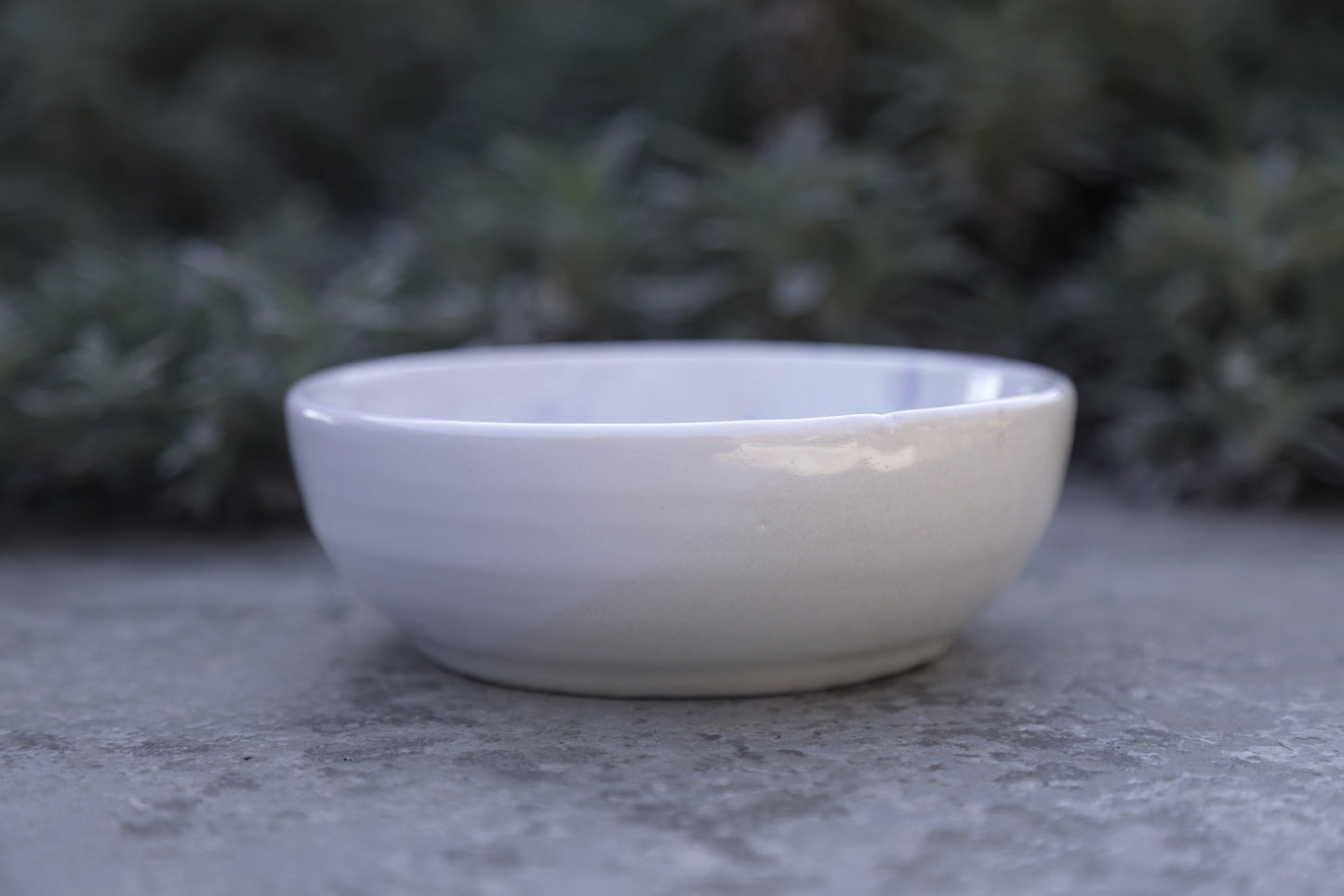 White Blue Strokes Medium Bowl