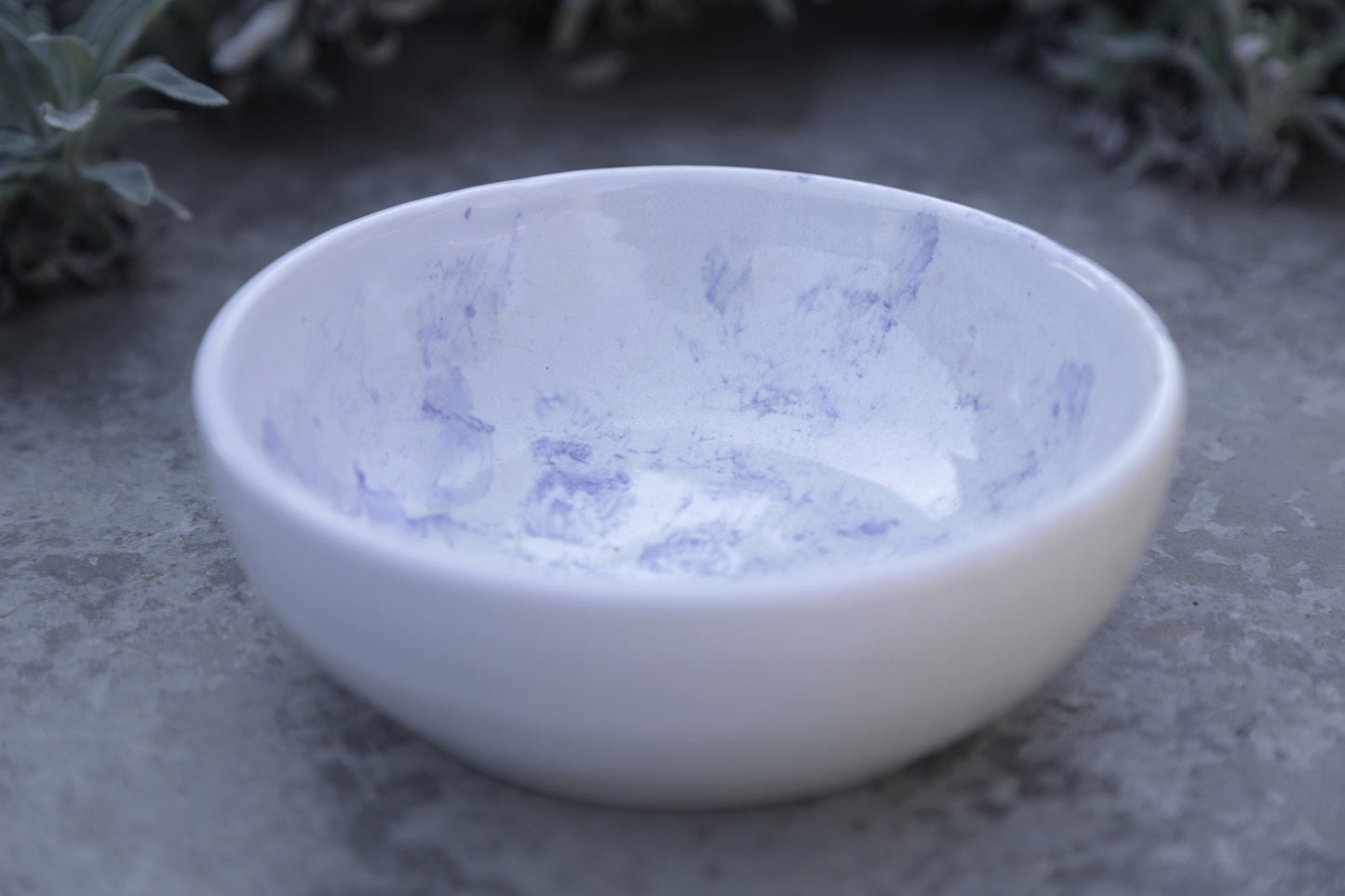 White Blue Strokes Medium Bowl