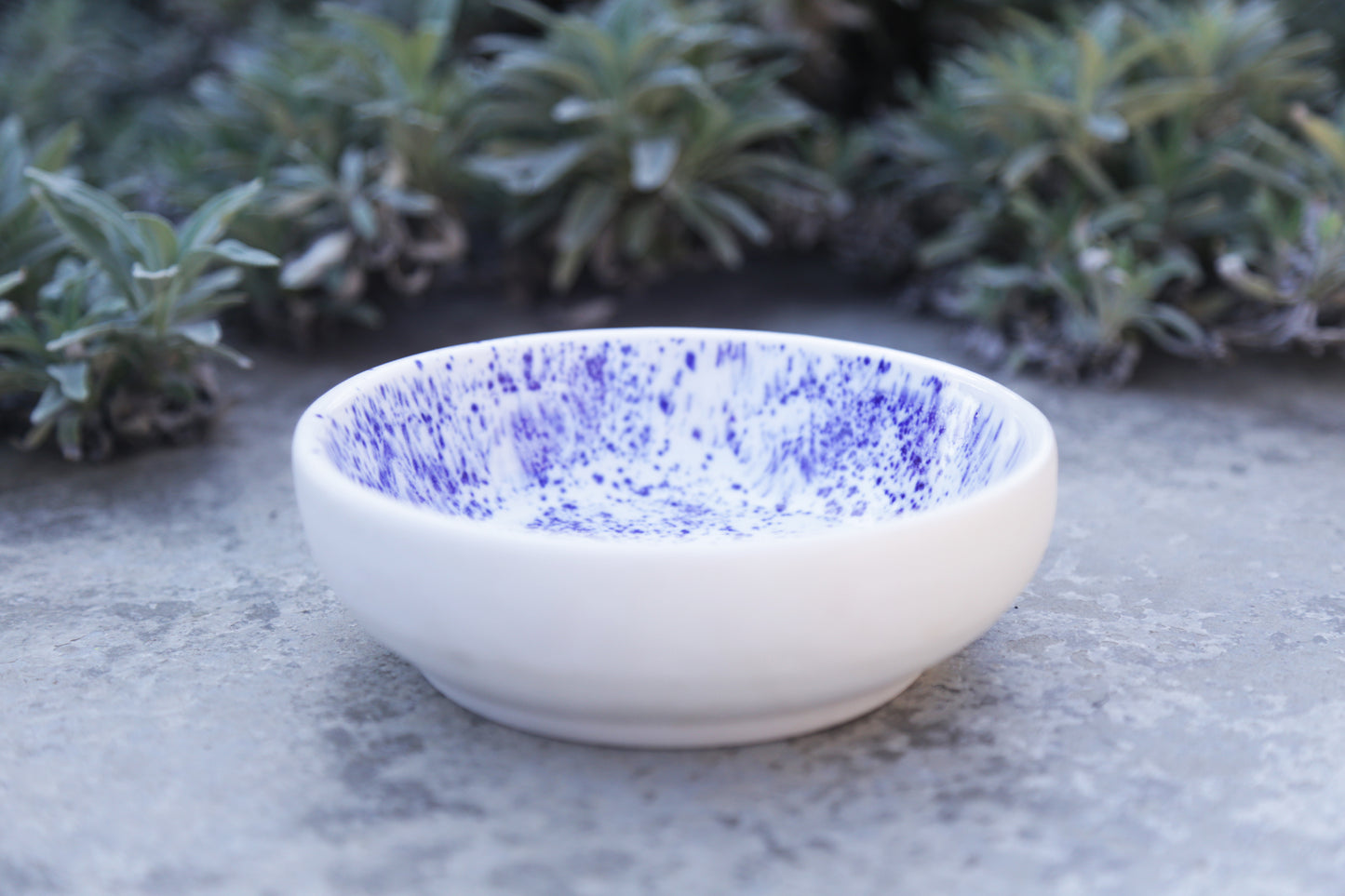 White Blue Crystals Bowl Medium