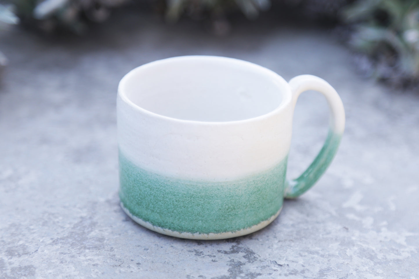 Teal & White Half and Half Espresso Mug